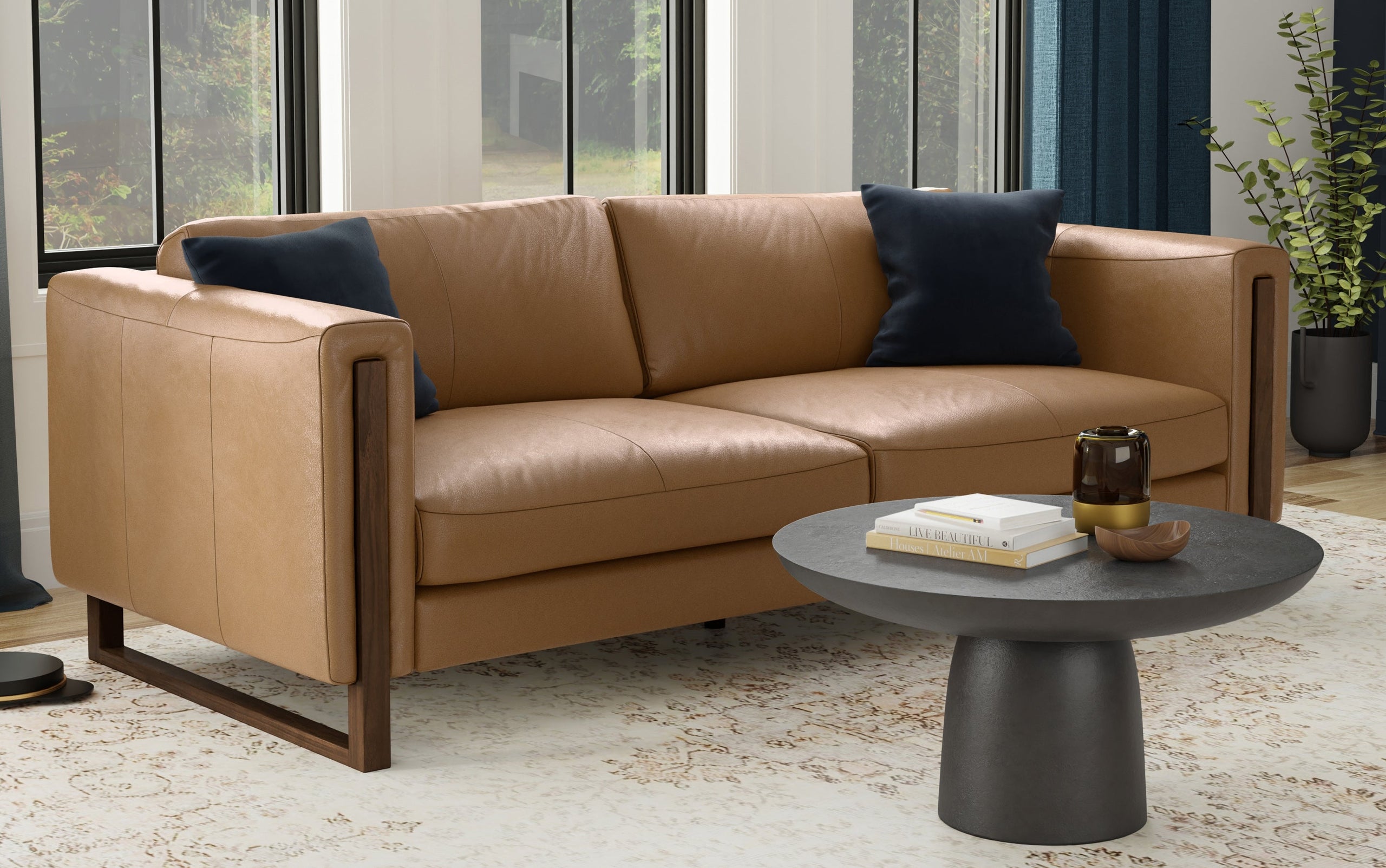 Butternut Brown Genuine Leather | Richard 83 inch Sofa in Genuine Leather