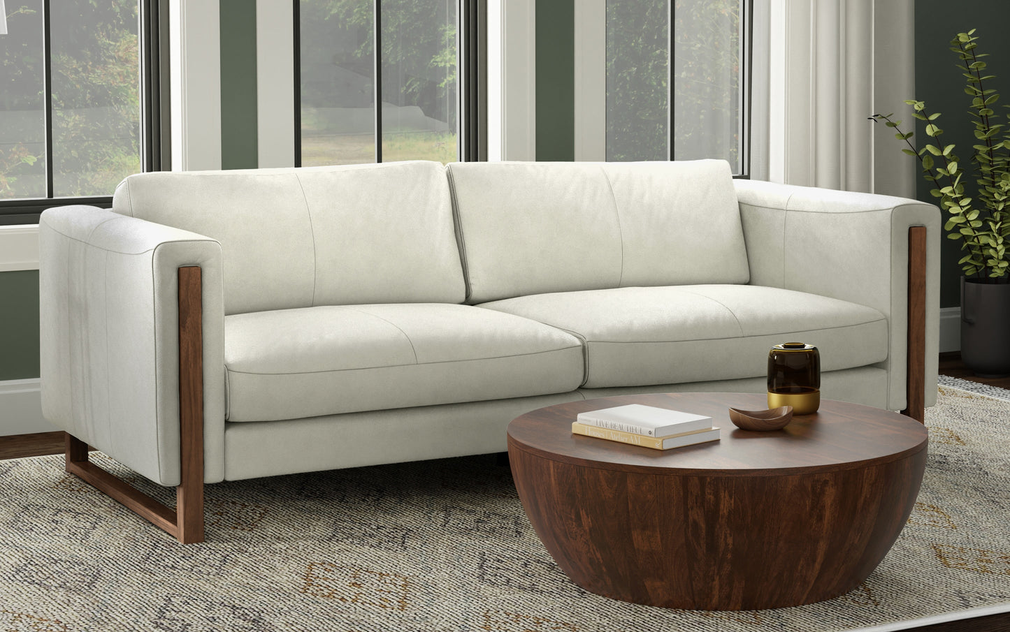 Light Smoke Grey Genuine Leather | Richard 83 inch Sofa in Genuine Leather