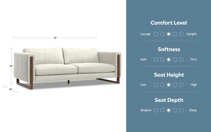 Light Smoke Grey Genuine Leather | Richard 83 inch Sofa in Genuine Leather
