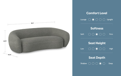 Stone Grey Boucle Performance Fabric | Sherri 89 inch Sofa in Boucle Performance Fabric