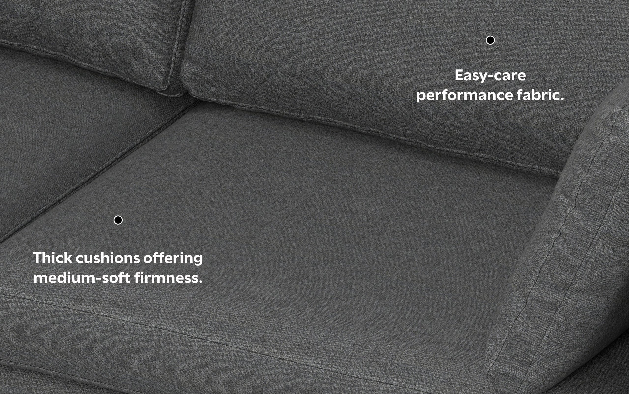 Pebble Grey Performance Fabric | Ava 76 inch Mid Century Sofa with Ottoman Set