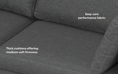 Pebble Grey Performance Fabric | Ava 76 inch Mid Century Sofa with Ottoman Set