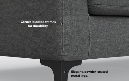 Pebble Grey Performance Fabric | Ava 76 inch Mid Century Sofa with Ottoman Set