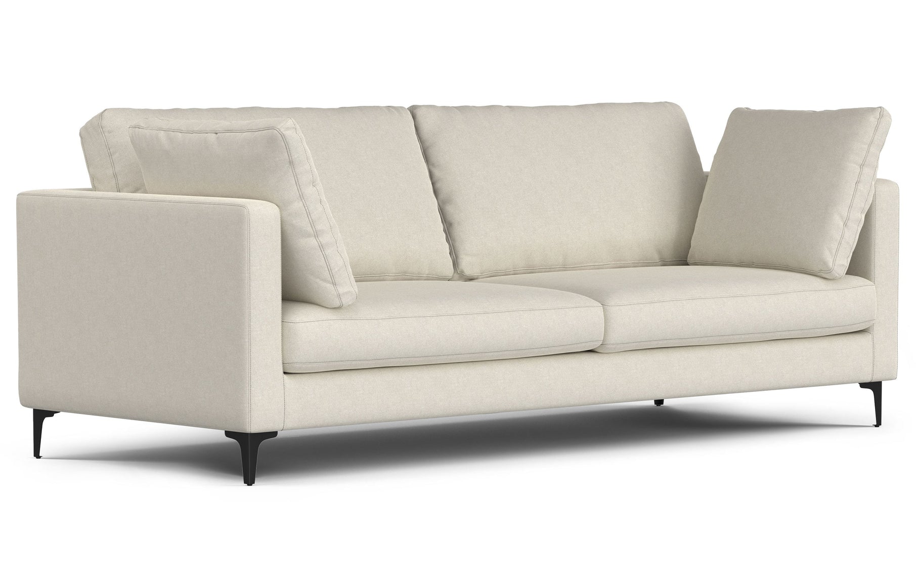 Cream Performance Fabric | Ava 90 inch Mid Century Sofa with Ottoman Set