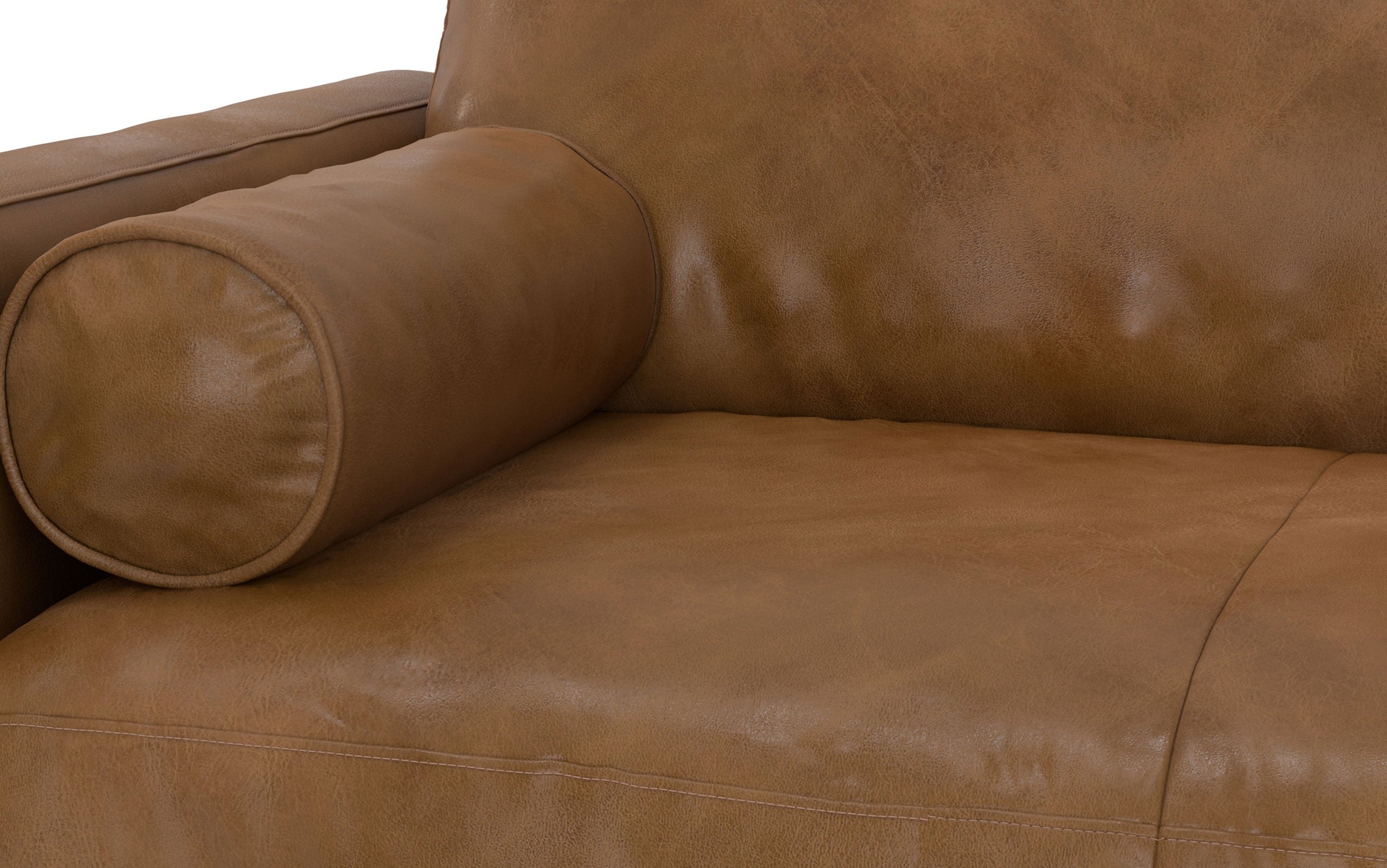 Caramel Brown Genuine Top Grain Leather | Morrison 72-inch Sofa and Ottoman Set in Genuine Leather