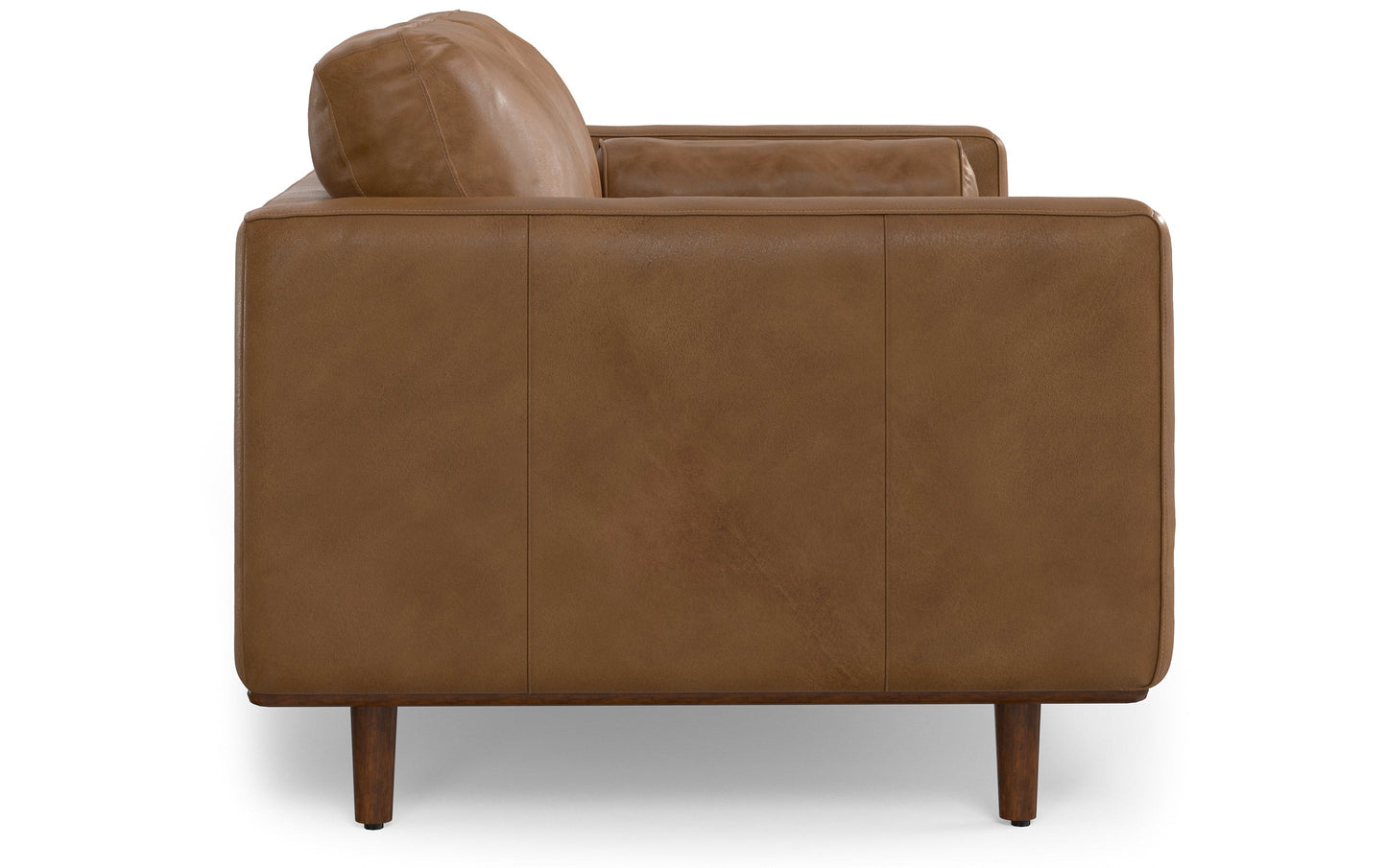 Caramel Brown Genuine Top Grain Leather | Morrison 72-inch Sofa and Ottoman Set in Genuine Leather