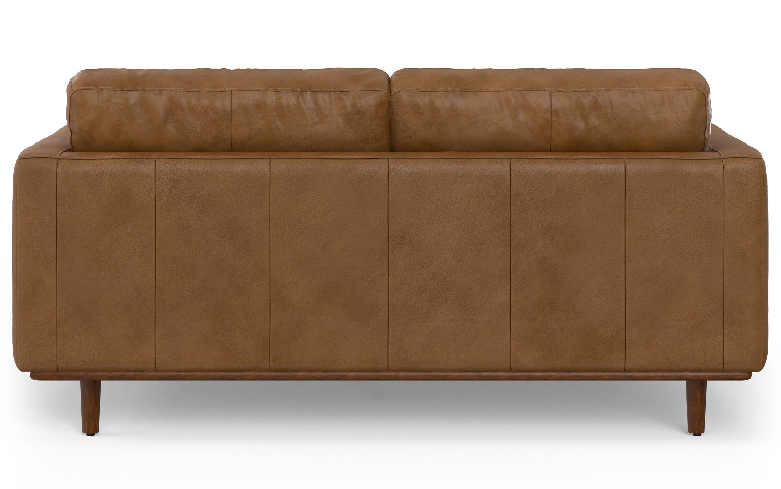 Caramel Brown Genuine Top Grain Leather | Morrison 72-inch Sofa and Ottoman Set in Genuine Leather