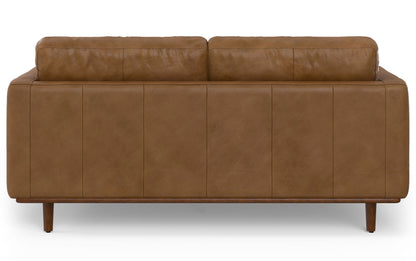 Caramel Brown Genuine Top Grain Leather | Morrison 72-inch Sofa and Ottoman Set in Genuine Leather