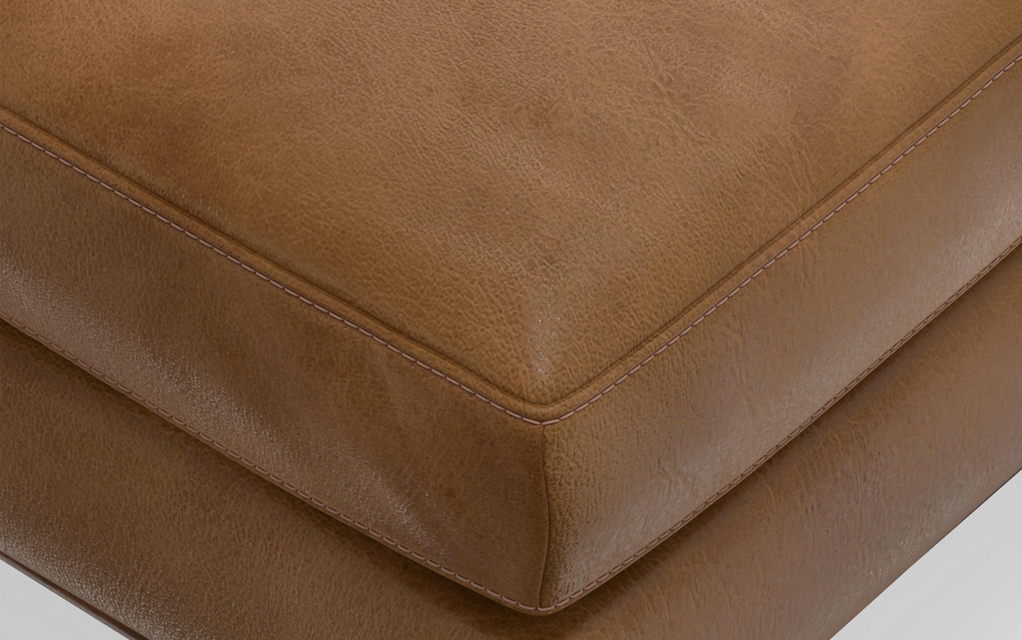 Caramel Brown Genuine Top Grain Leather | Morrison 72-inch Sofa and Ottoman Set in Genuine Leather