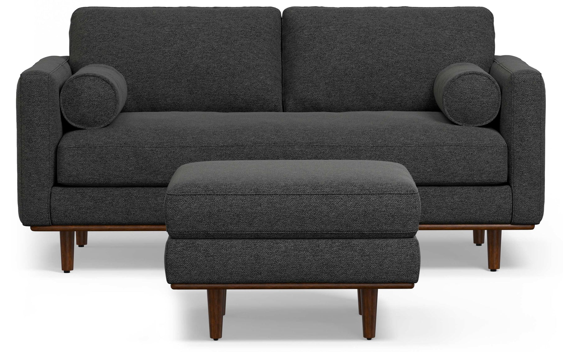 Charcoal Grey Woven-Blend Fabric | Morrison 72-inch Sofa and Ottoman Set in Woven-Blend Fabric