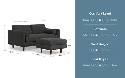 Charcoal Grey Woven-Blend Fabric | Morrison 72-inch Sofa and Ottoman Set in Woven-Blend Fabric