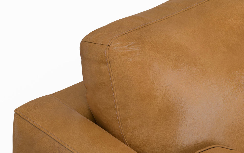 Sienna Genuine Top Grain Leather | Morrison 72-inch Sofa and Ottoman Set in Genuine Leather