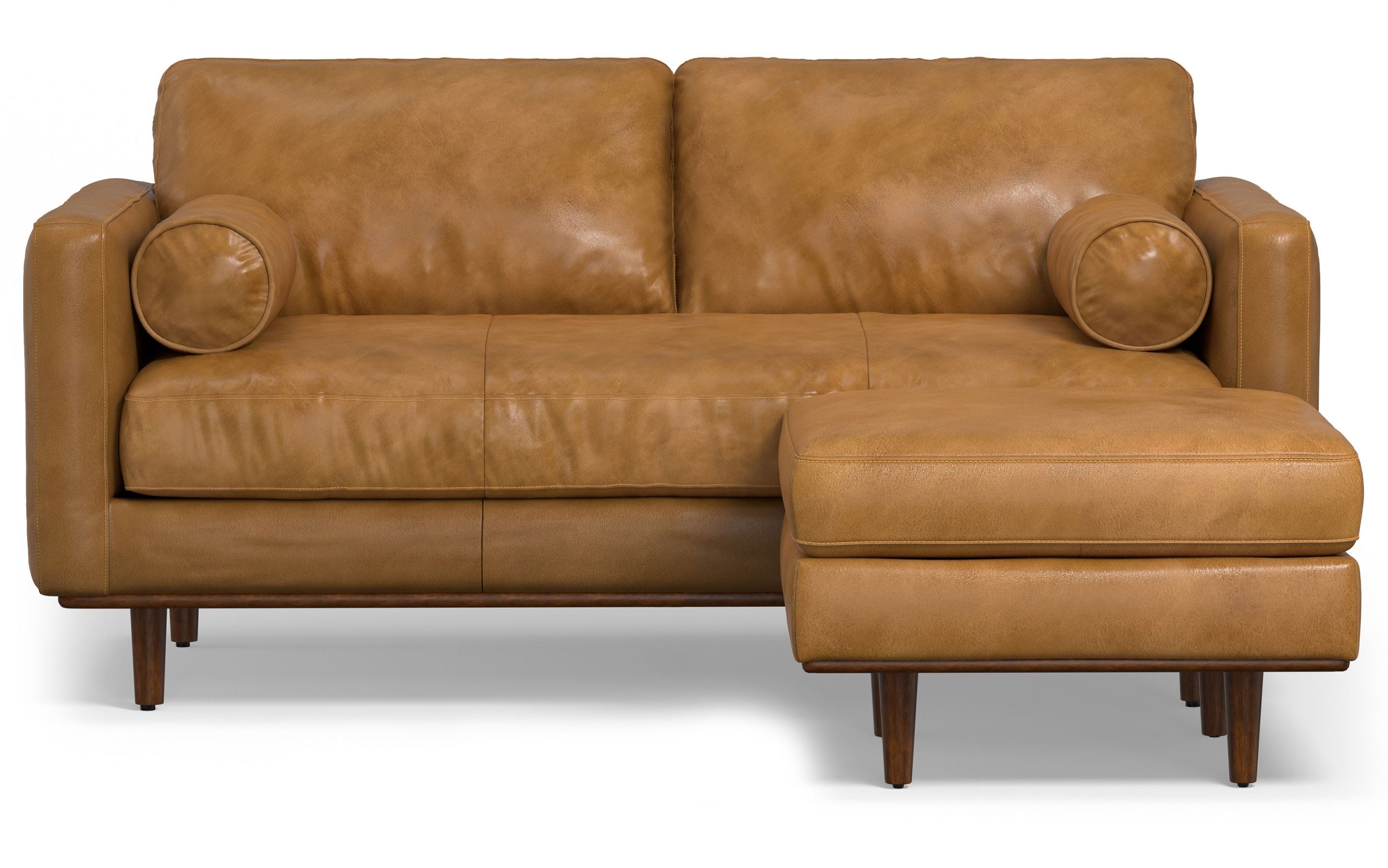 Sienna Genuine Top Grain Leather | Morrison 72-inch Sofa and Ottoman Set in Genuine Leather