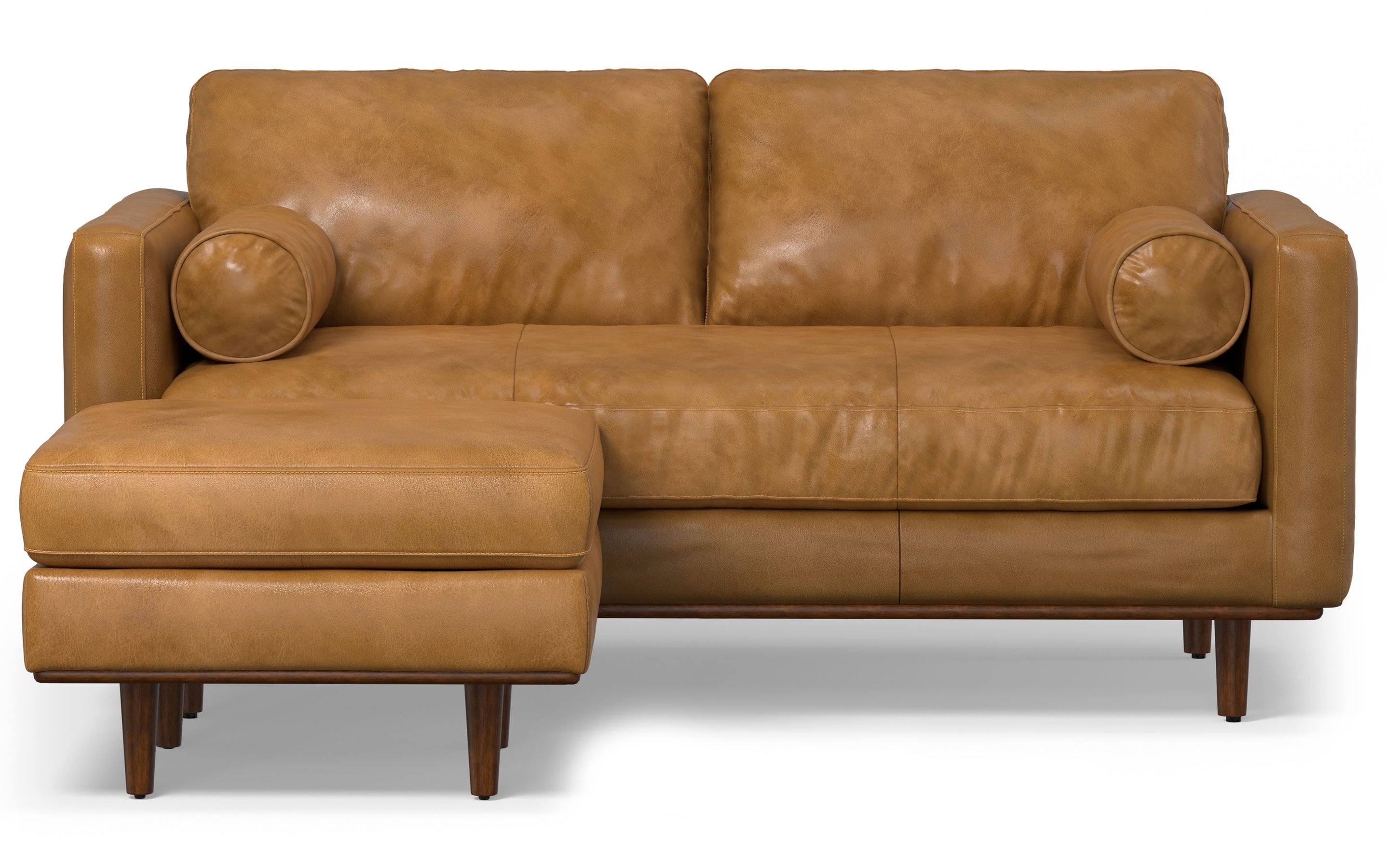 Sienna Genuine Top Grain Leather | Morrison 72-inch Sofa and Ottoman Set in Genuine Leather