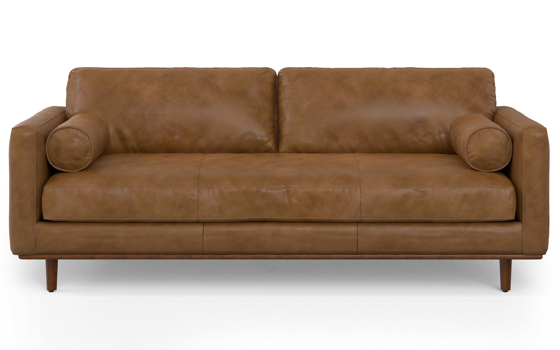 Caramel Brown | Morrison 89-inch Sofa and Ottoman Set in Genuine Leather