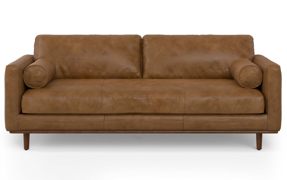 Caramel Brown | Morrison 89-inch Sofa and Ottoman Set in Genuine Leather