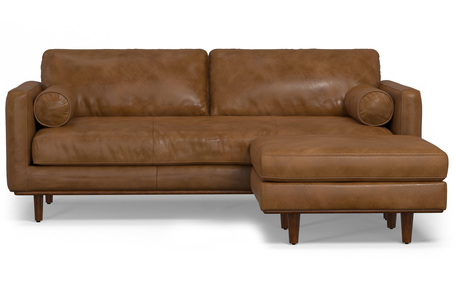 Caramel Brown | Morrison 89-inch Sofa and Ottoman Set in Genuine Leather