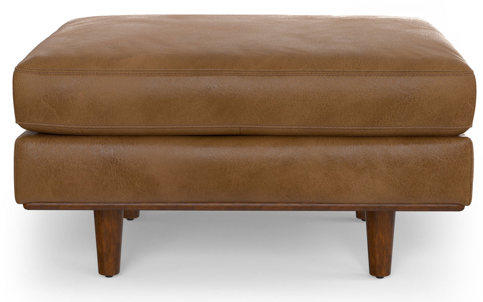 Caramel Brown | Morrison 89-inch Sofa and Ottoman Set in Genuine Leather