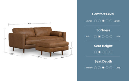Caramel Brown Genuine Top Grain Leather | Morrison 89-inch Sofa and Ottoman Set in Genuine Leather