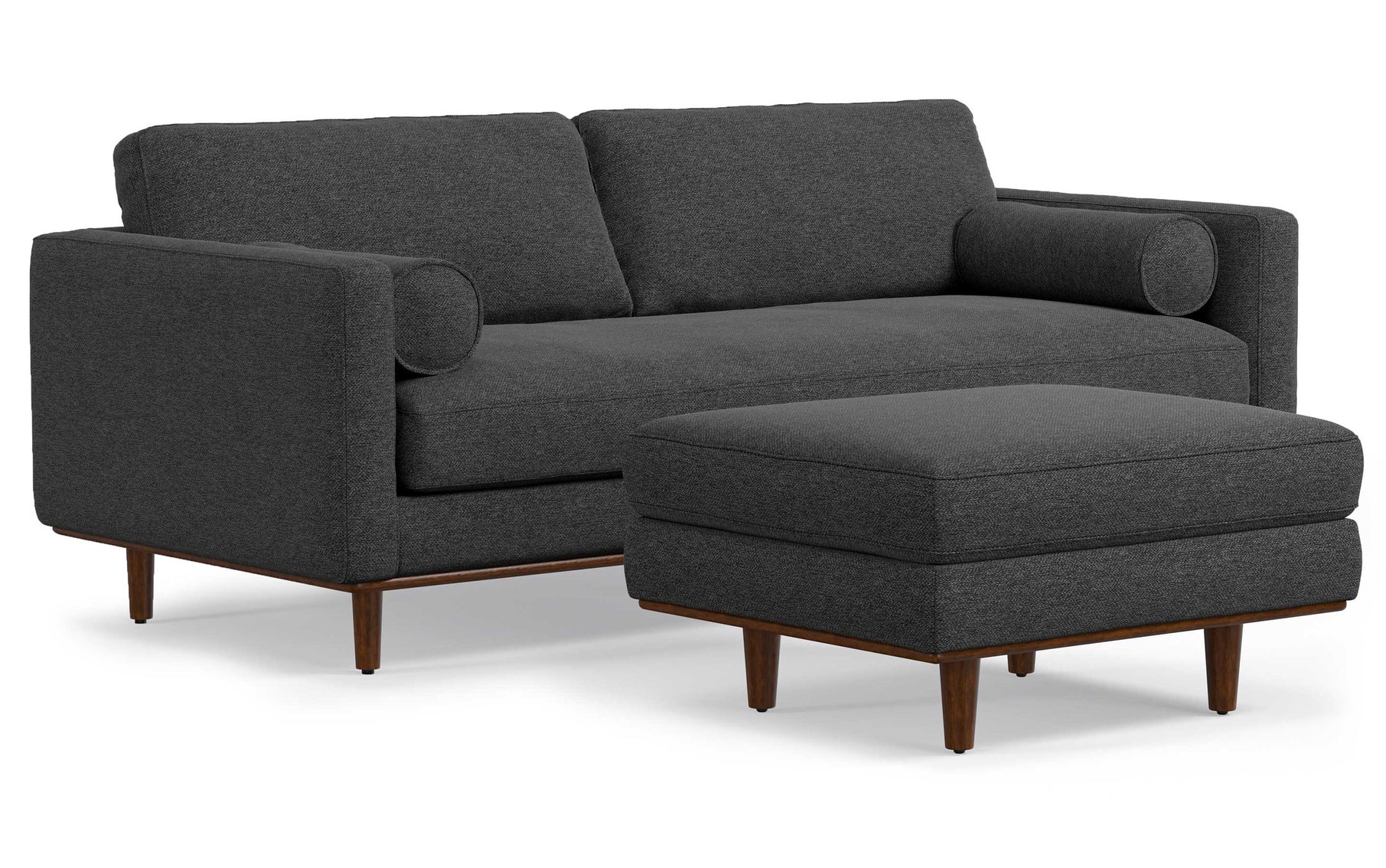 Charcoal Grey Woven Polyester Fabric | Morrison 89-inch Sofa and Ottoman Set