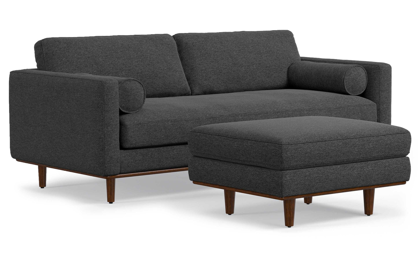Charcoal Grey Woven-Blend Fabric | Morrison 89-inch Sofa and Ottoman Set