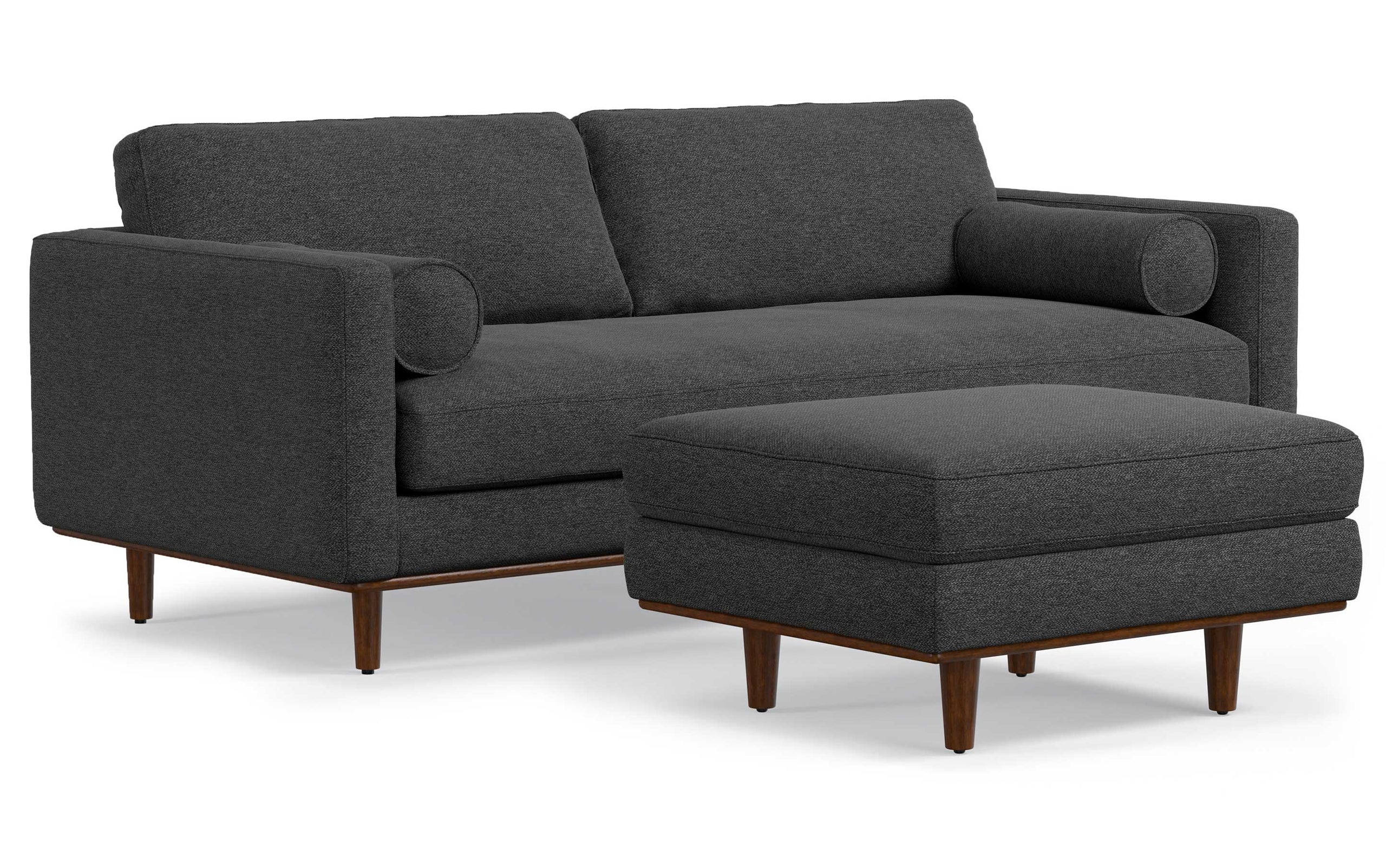 Charcoal Grey Woven-Blend Fabric | Morrison 89-inch Sofa and Ottoman Set