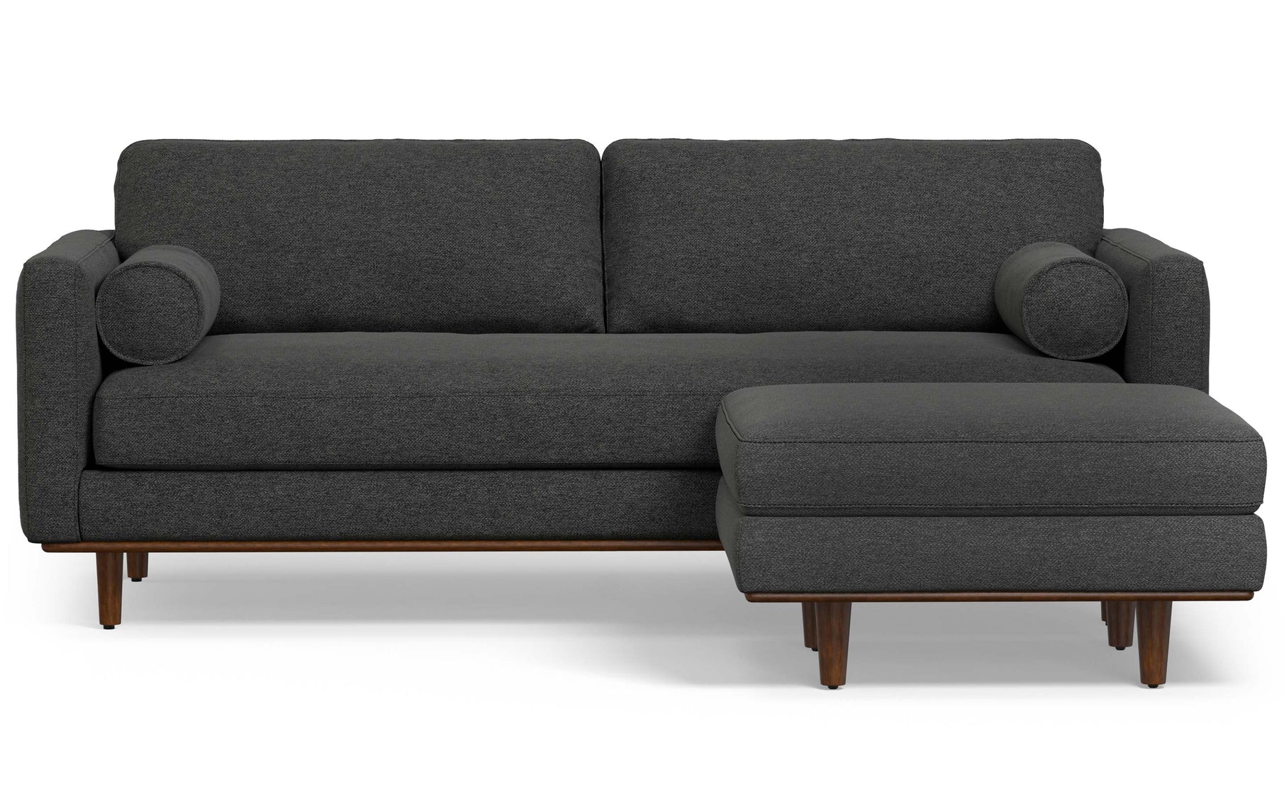 Charcoal Grey Woven Polyester Fabric | Morrison 89-inch Sofa and Ottoman Set