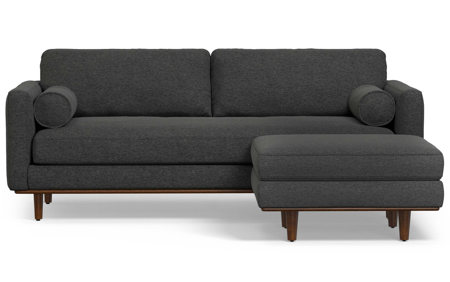 Charcoal Grey Woven-Blend Fabric | Morrison 89-inch Sofa and Ottoman Set
