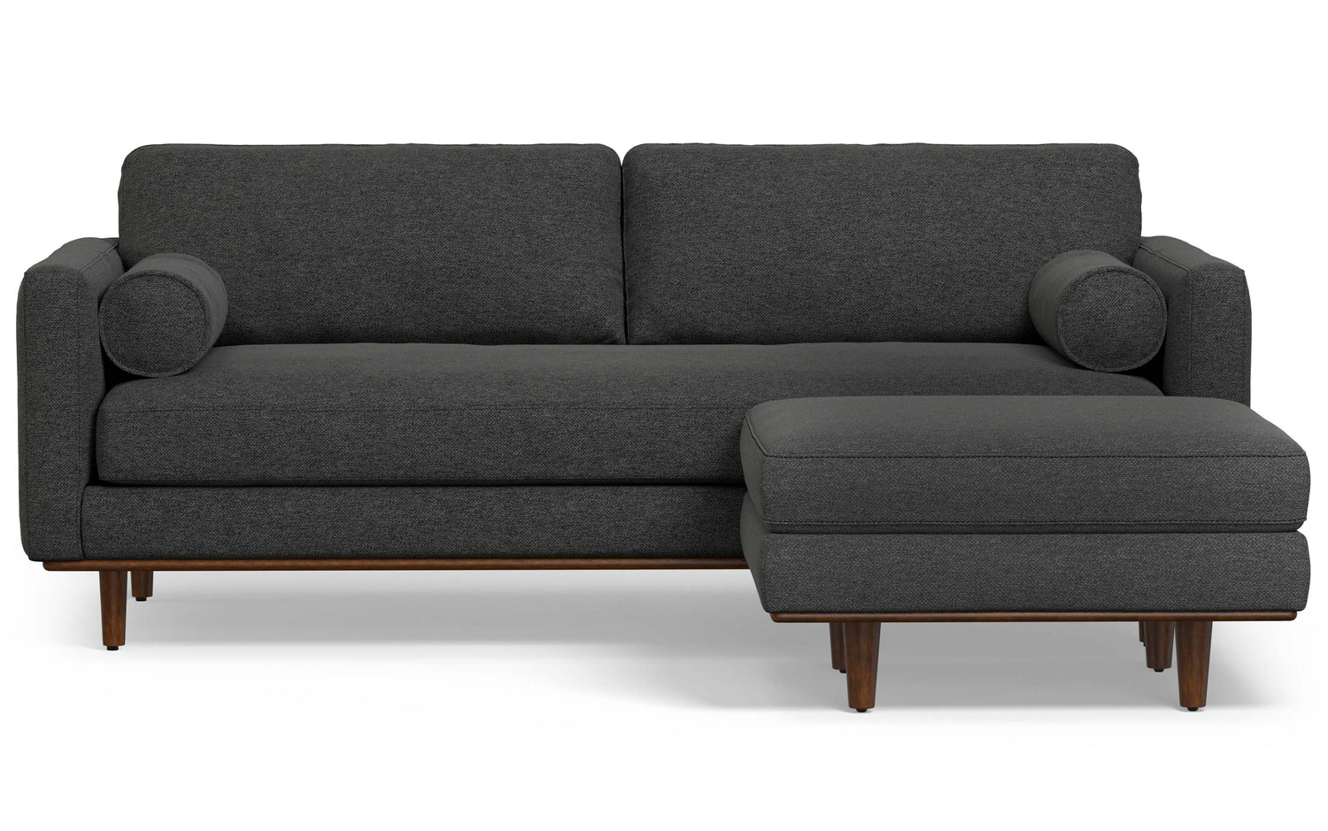Charcoal Grey Woven Polyester Fabric | Morrison 89-inch Sofa and Ottoman Set