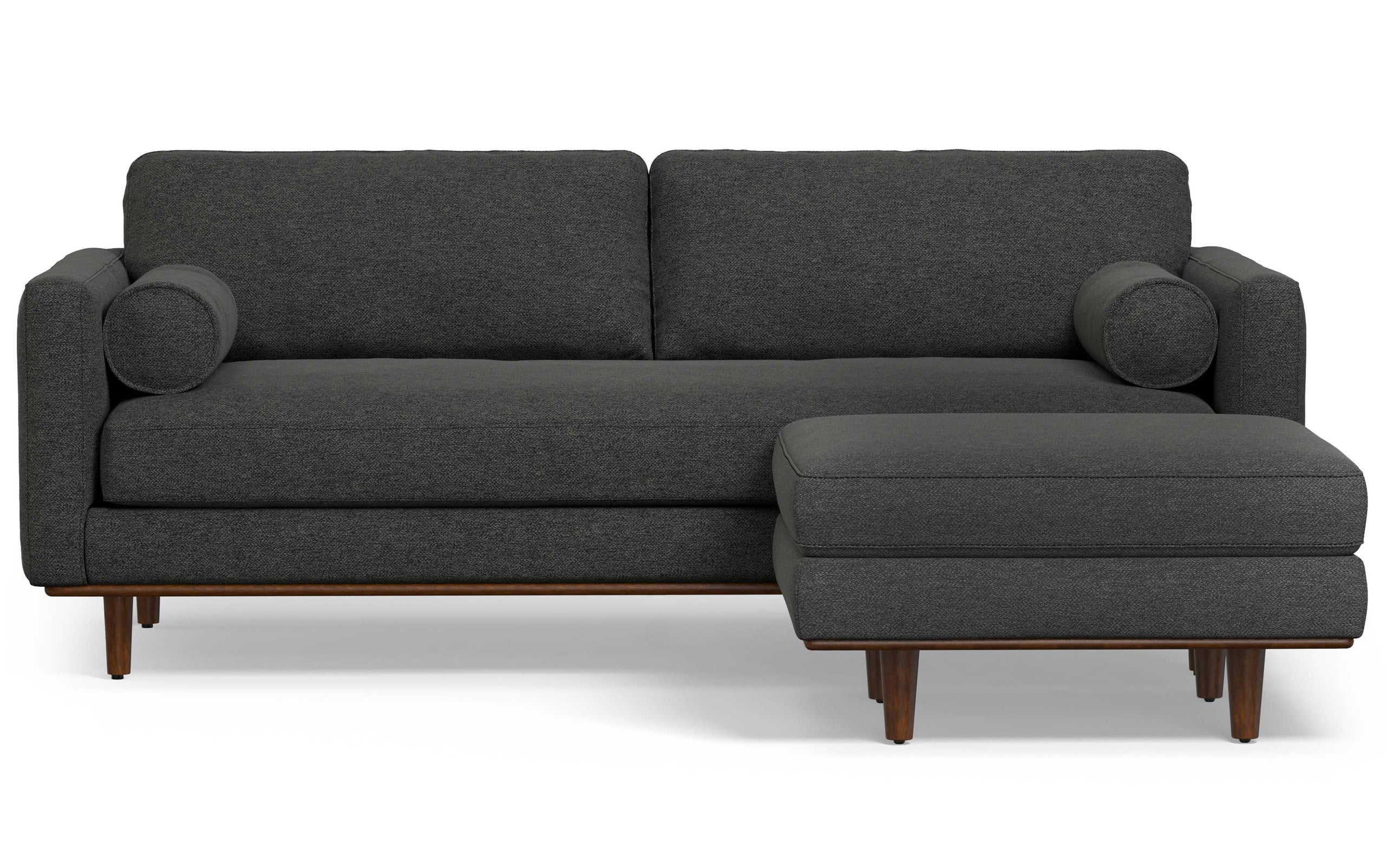 Charcoal Grey Woven-Blend Fabric | Morrison 89-inch Sofa and Ottoman Set