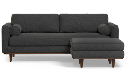 Charcoal Grey Woven-Blend Fabric | Morrison 89-inch Sofa and Ottoman Set