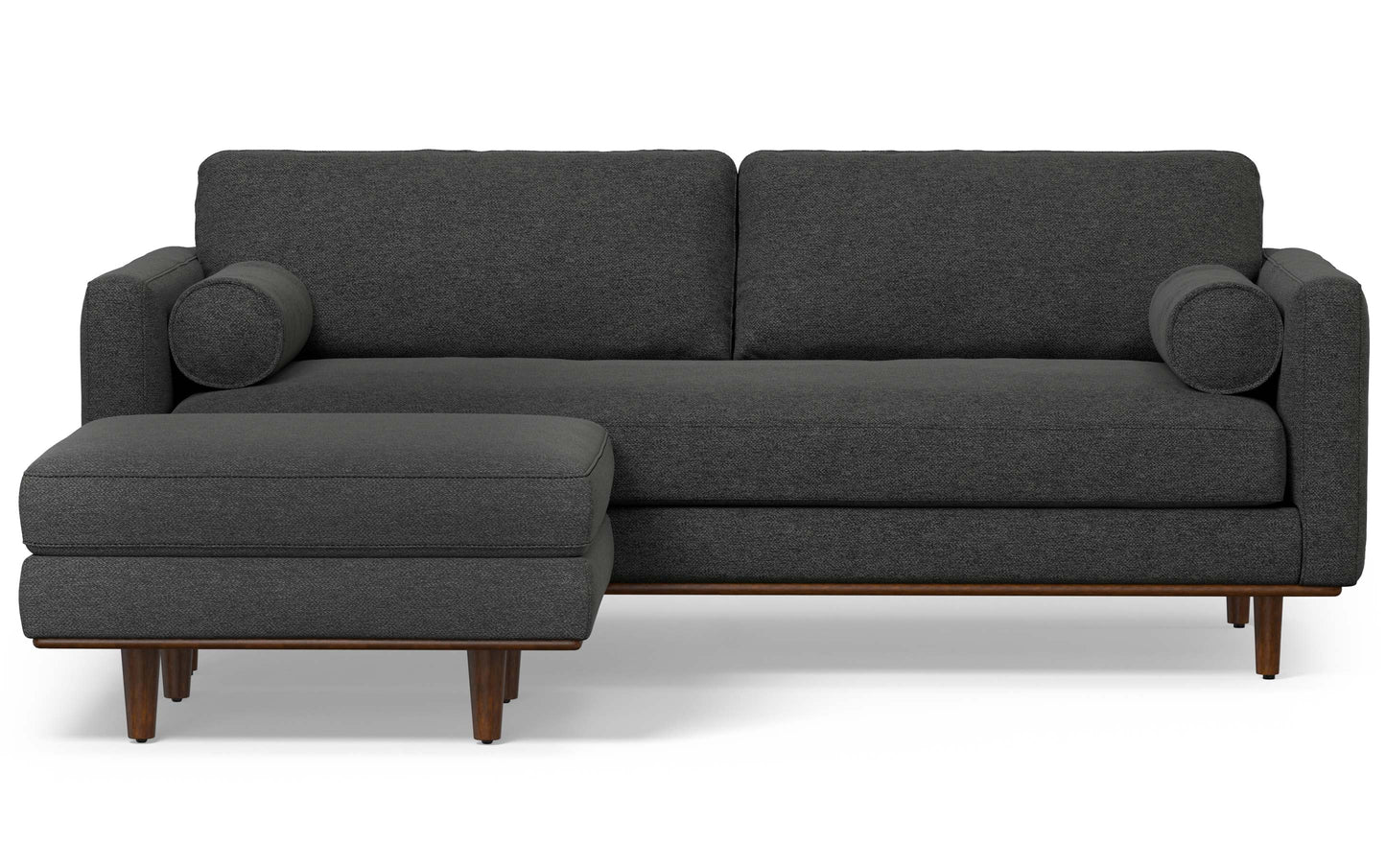Charcoal Grey Woven-Blend Fabric | Morrison 89-inch Sofa and Ottoman Set