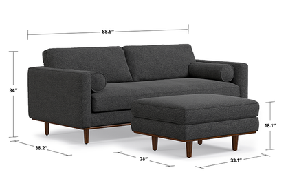 Charcoal Grey Woven-Blend Fabric | Morrison 89-inch Sofa and Ottoman Set