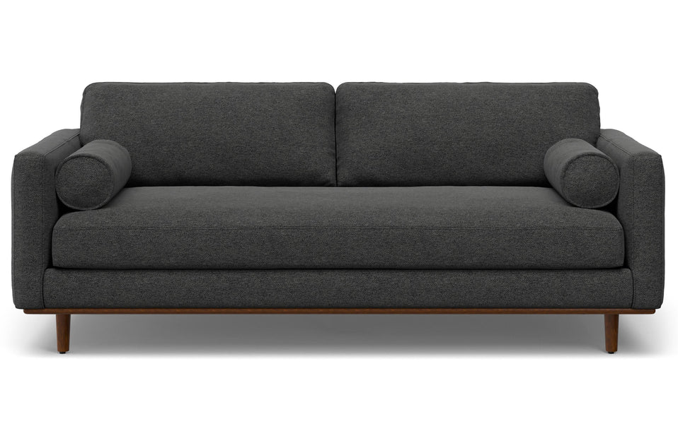 Charcoal Grey Woven Polyester Fabric | Morrison 89-inch Sofa and Ottoman Set