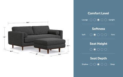 Charcoal Grey Woven-Blend Fabric | Morrison 89-inch Sofa and Ottoman Set