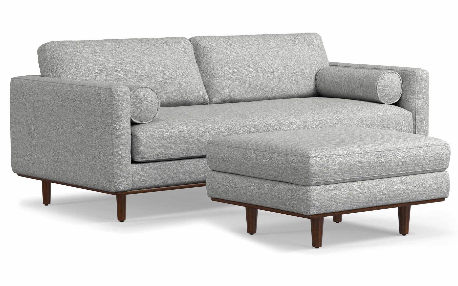 Mist Grey Woven Polyester Fabric | Morrison 89-inch Sofa and Ottoman Set