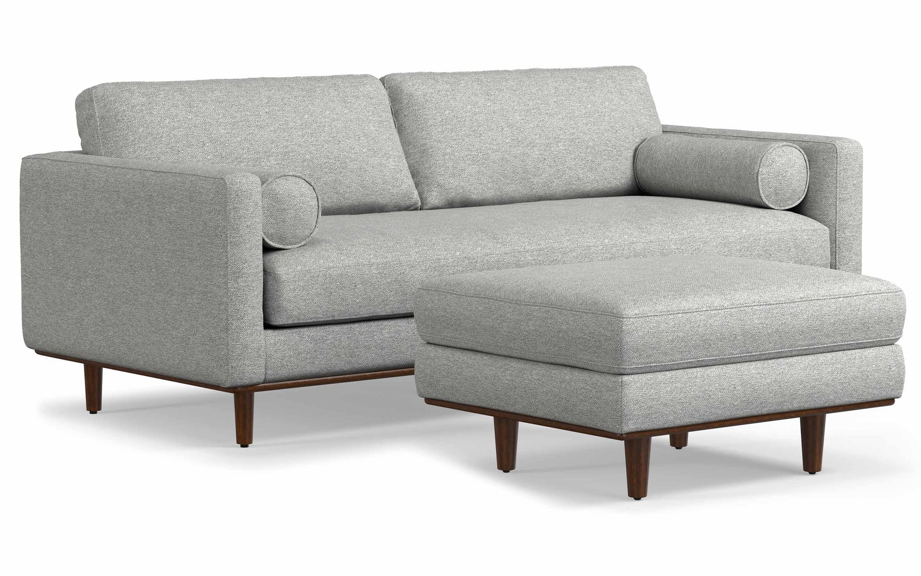 Mist Grey Woven-Blend Fabric | Morrison 89-inch Sofa and Ottoman Set