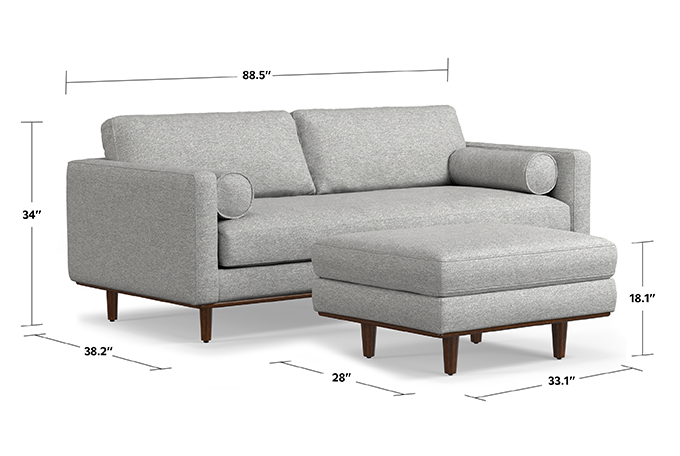 Mist Grey Woven-Blend Fabric | Morrison 89-inch Sofa and Ottoman Set
