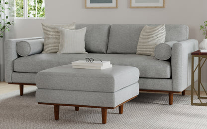 Mist Grey Woven-Blend Fabric | Morrison 89-inch Sofa and Ottoman Set