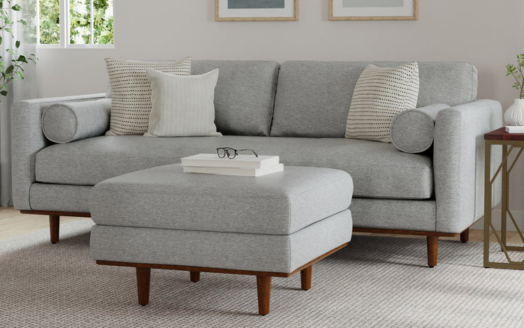 Mist Grey Woven-Blend Fabric | Morrison 89-inch Sofa and Ottoman Set