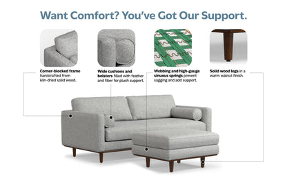 Mist Grey Woven-Blend Fabric | Morrison 89-inch Sofa and Ottoman Set