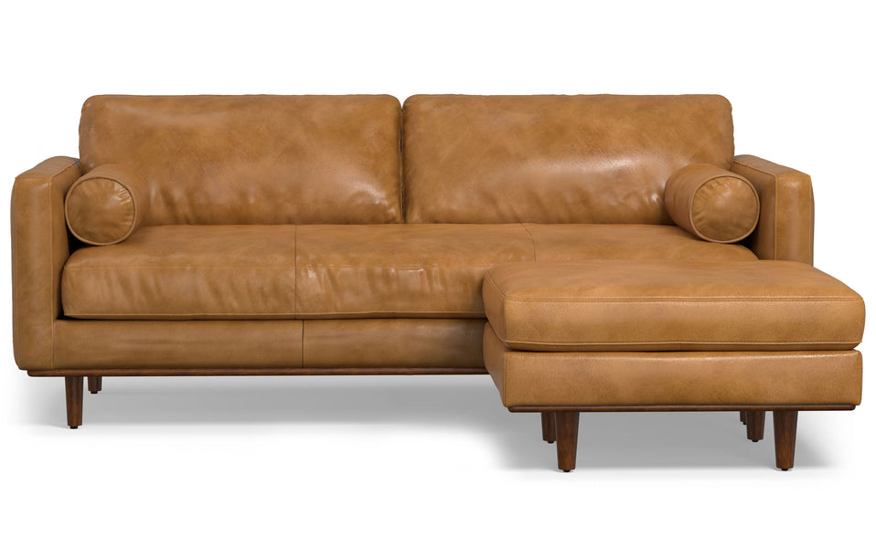 Sienna | Morrison 89-inch Sofa and Ottoman Set in Genuine Leather