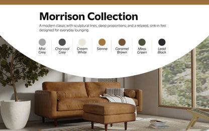 Sienna Genuine Top Grain Leather | Morrison Ottoman in Genuine Top Grain Leather