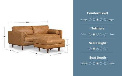 Sienna Genuine Top Grain Leather | Morrison 89-inch Sofa and Ottoman Set in Genuine Leather