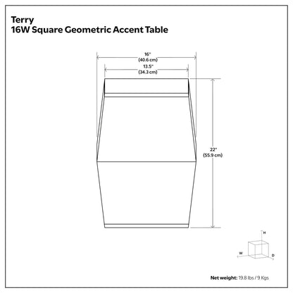 Ash Grey | Terry 16 inch Square Geometric Accent Table