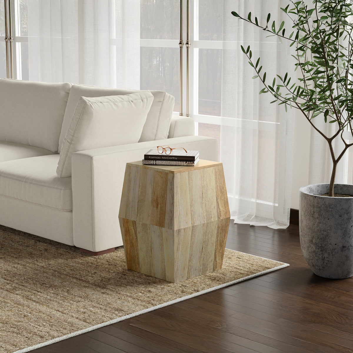 Refined Natural | Terry 16 inch Square Geometric Accent Table