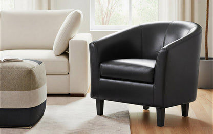 Black Vegan Leather | Austin Vegan Leather Tub Chair
