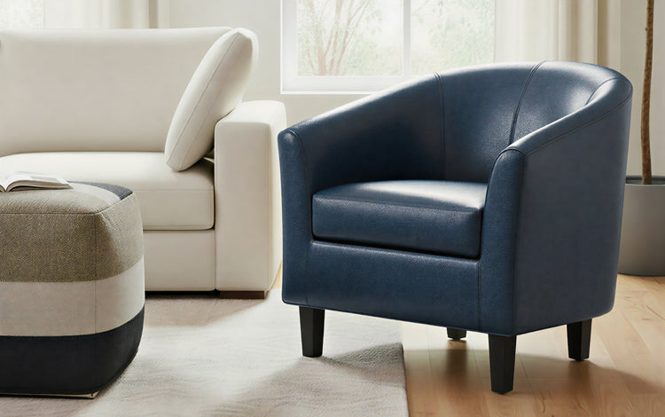 Distressed Dark Blue Distressed Vegan Leather | Austin Accent Chair