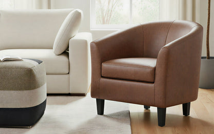 Distressed Saddle Brown Distressed Vegan Leather | Austin Accent Chair