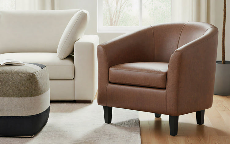 Distressed Saddle Brown Distressed Vegan Leather | Austin Accent Chair